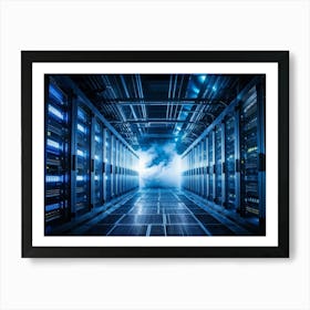 Advanced Data Center Basking In Cool White Light Rows Of High Performance Energy Efficient Servers (4) Art Print