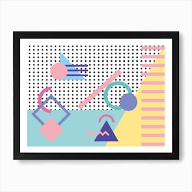Memphis Pattern Retro Synthwave 80s Nostalgia Dreamwave Abstract Pastel Shapes Artwork Art Print