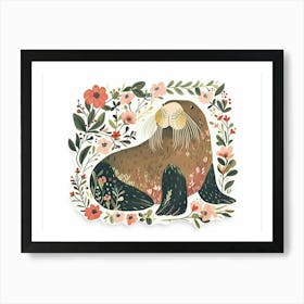 Little Floral Walrus 1 Art Print