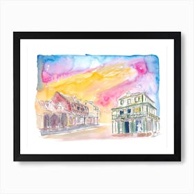 St Lucia Soufriere Street Scene Art Print