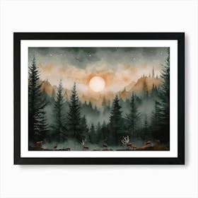 Deer In The Forest 1 Art Print