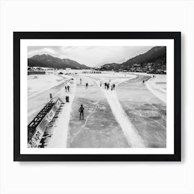 Skating Event On Frozen Lake Art Print