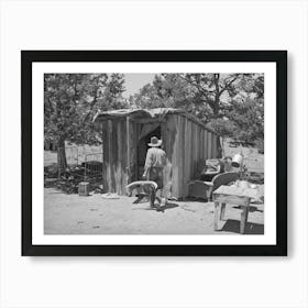 Faro Caudill Taking Household Articles Into Shed For Storage While He Moves His Dugout, Pie Town, New Mexico By Art Print