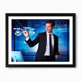 Businessman Pointing At Computer Screen 2 Art Print