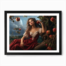 Upscaled A Girl Sitting On A Branch Surrounded By Apples In The St 5aa2d643 B940 4ca3 B39c A0d76be56b87 Art Print
