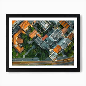 Milan, Italy. Roofs of the city aerial view. Milan City Print Art Print