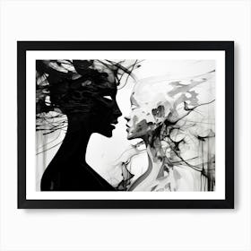 Symbiosis Abstract Black And White 4 Art Print