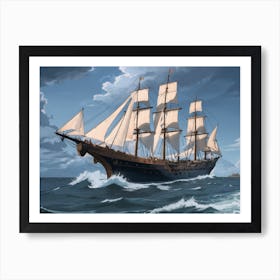 Ship Sailing In The Ocean Art Print