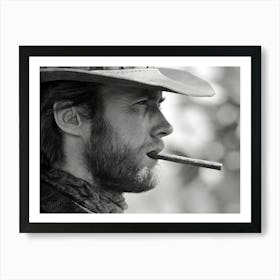 Clint Eastwood, Cowboy, Western Aesthetic, Vintage, Black and White Old Photo Art Print