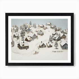 Rustic Winter Village Antique Art Print