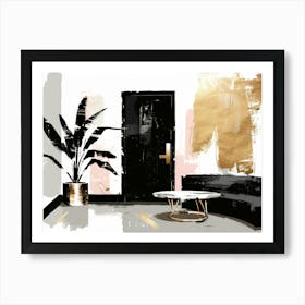 Black And Gold Living Room 2 Art Print