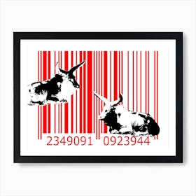 Funny Barcode Animals Art Illustration In Painting Style 130 Art Print