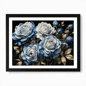 Default A Stunning Watercolor Painting Of Vibrant Blue Roses B 0 (1) Art Print