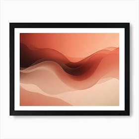 Abstract Digital Illustration Featuring A Gradient Background With Flowing, Wave Like Shapes In Shades Of Red, Orange, And Beige Art Print