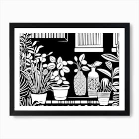Lion cut inspired Black and white Garden plants & flowers art, Gardening art, Garden 212 Art Print