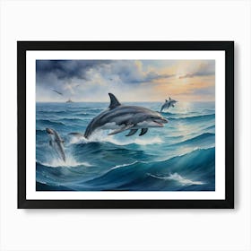 Dolphins In The Ocean 5 Art Print