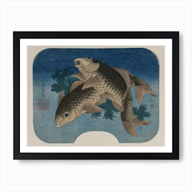 Carp Swimming By Water Weeds, Katsushika Hokusai Art Print