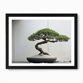 Bonsai Tree Iwagumi Style Sitting Serenely In A Minimalist Courtyard Setting Soft Shadows Caressi Art Print