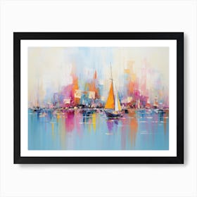 Sailboats In The Harbor 1 Art Print