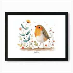 Little Floral Robin 3 Poster Art Print