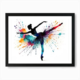 Silhouette of ballerina ballet dance - Watercolor painting #1 Art Print