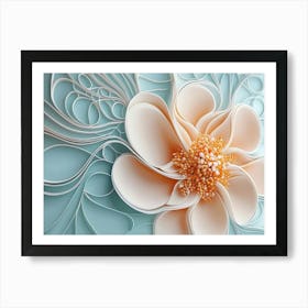 3d Flower with Circles Illustration Art Print