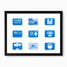 People Control Holiday Set Mass Media Service Device Icon Food Industry Blue Information (30) Art Print