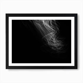 Glowing Abstract Curved Black And White Lines 11 Art Print
