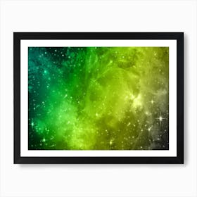 Green Aqua Galaxy Space Background Art Print