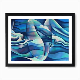 Free Floating Blue Wave Nude - 10-02-21 Art Print