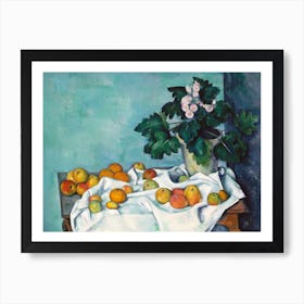 Still Life With Apples And A Pot Of Primroses, Paul Cézanne Art Print