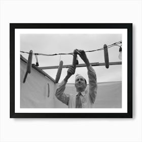 Hamburger Stand Proprietor Hanging Up The Foot Long Buns, County Fair, Gonzales, Texas By Russell Lee Art Print