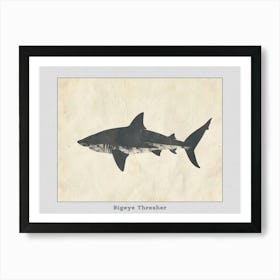 Bigeye Thresher Shark Grey Silhouette 3 Poster Art Print