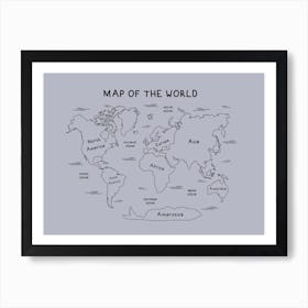 Blue Map Art Print