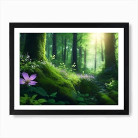 Vibrant Spring Greenery In The Forest Art Print