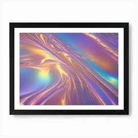 Abstract Image Of A Swirling, Iridescent, Pastel Design With A Pink, Blue, And Orange Color Scheme Art Print