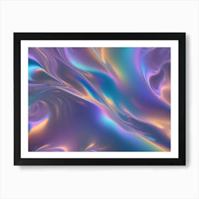 Abstract Image Of Iridescent, Fluid, Swirling Shapes In Shades Of Purple, Blue, And Pink, Creating A Dynamic And Mesmerizing Effect Art Print