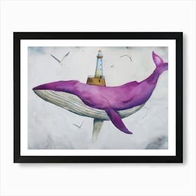 Purple Whale Art Print