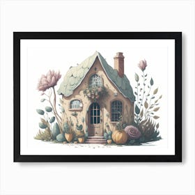 Little House In The Garden Painting Art Print