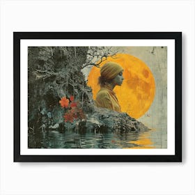 The Rebuff: Ornate Illusion in Contemporary Collage. Woman In The Moonlight Art Print