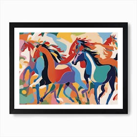 Matisse Style Horses In The Field Art Print