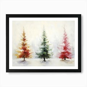 Three Christmas Trees 2 Art Print