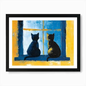 Cats In Window 4 Art Print