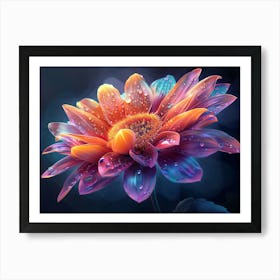 Flower With Water Droplets 2 Art Print