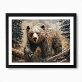 Elegant 3d Bear Relief Art Stunning Ambiance Art Print