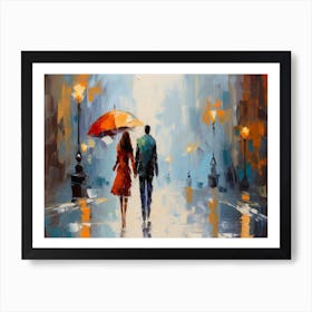 Diktorrr An Oil Painting Of People Walking Under A Red Umbrella 1248b986 Dadd 413f Ad67 8ca26d4037aa Topaz Enhance 2 Art Print