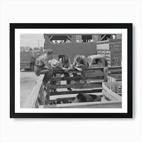 Farmers At Auction Looking At Livestock, Sikeston, Missouri By Russell Lee Art Print