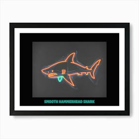 Orange Smooth Hammerhead Neon Shark 5 Poster Art Print