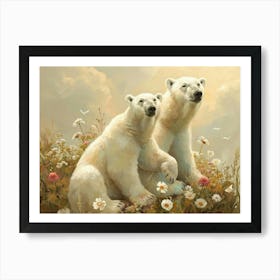 Floral Animal Illustration Polar Bear 3 Art Print