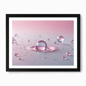 Abstract Image Of Blue Water Droplets On A Pink And Blue Background Art Print